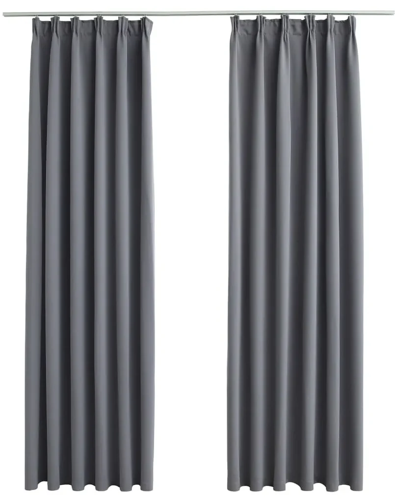 vidaXL Gordijnen verduisterend met haken 2 st 140x225 cm grijs