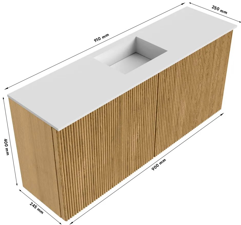 Mondiaz Joya DLux 90cm toiletmeubel dusk met wastafel faye midden zonder kraangat meli