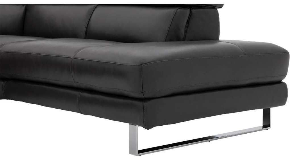Goossens Excellent Bank Noud donkergrijs, leer, modern design met ligelement rechts