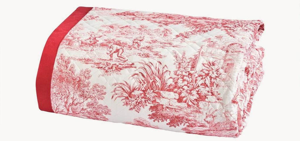 Perkalkatoenen bedsprei Toile De Jouy