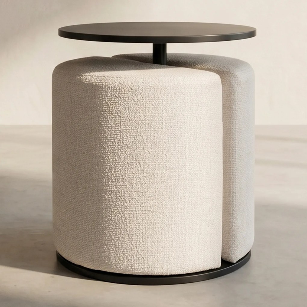 Bijzettafel Met Ronde Poef - 46 X 46cm.