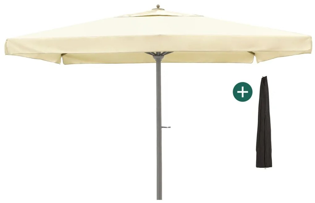 Parasol Shadowline Java | Inclusief hoes | Vierkant | 400x400cm | Met draaihendel | Wit | Kees Smit Tuinmeubelen