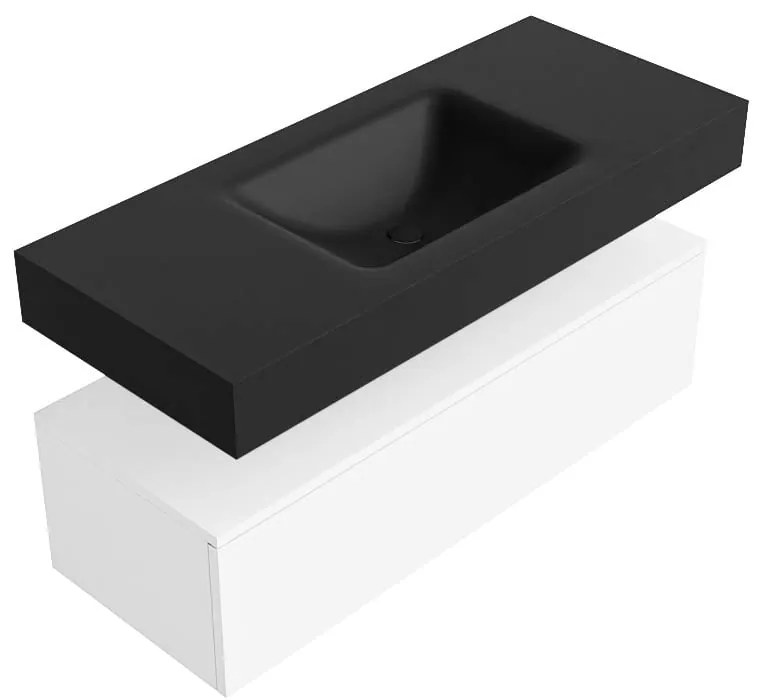 Zaro Alan badmeubel 110cm talc 1 lade met vrijhangende wastafel cloud midden zonder kraangat urban