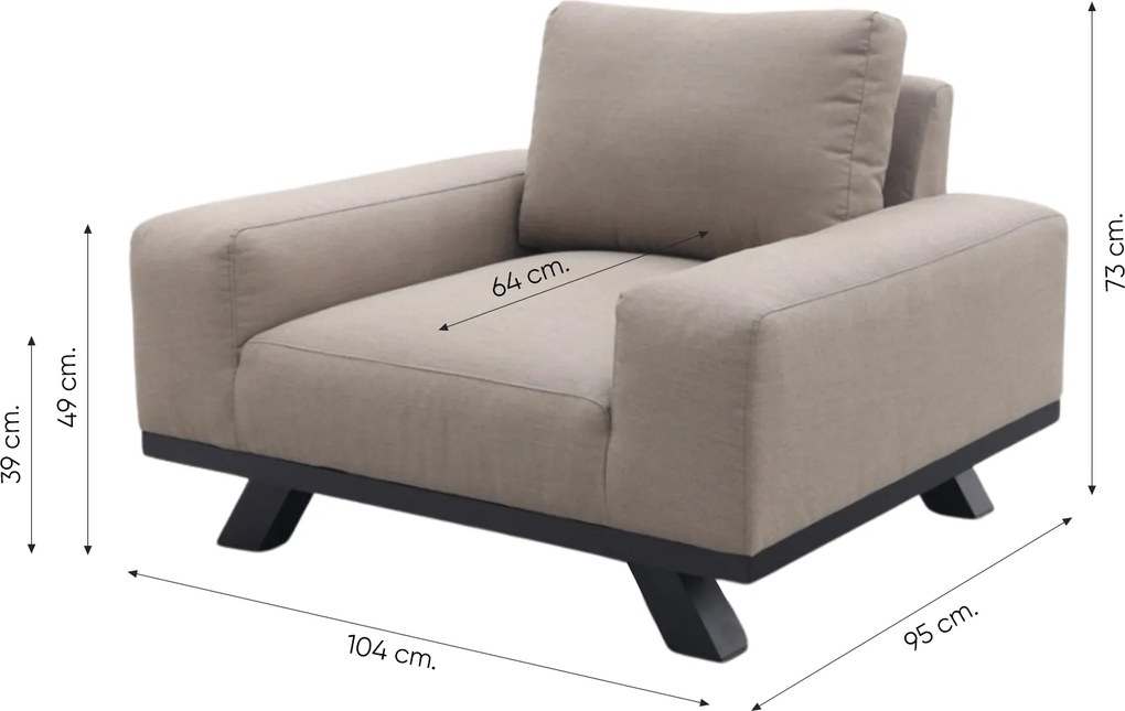 Barcelona Sunbrella stoel-bank loungeset - Taupe - 3-delig