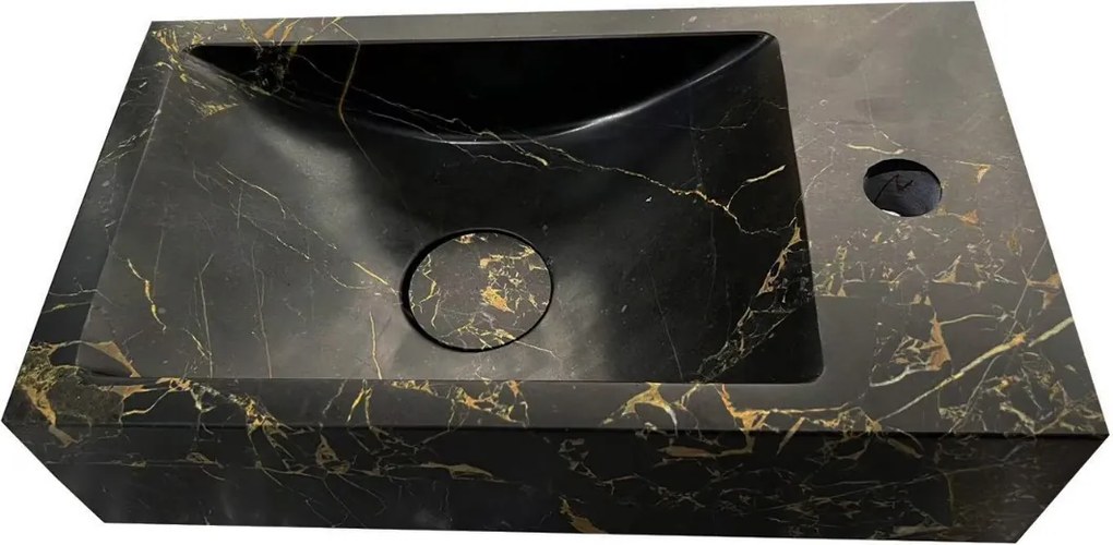 Saniclear Athens Portoro Gold fontein met kraangat rechts 39x22x10cm