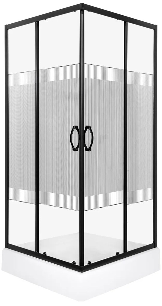 Kerra Xenia douchecabine met douchebak en schuifdeur 90x90cm zwart mat