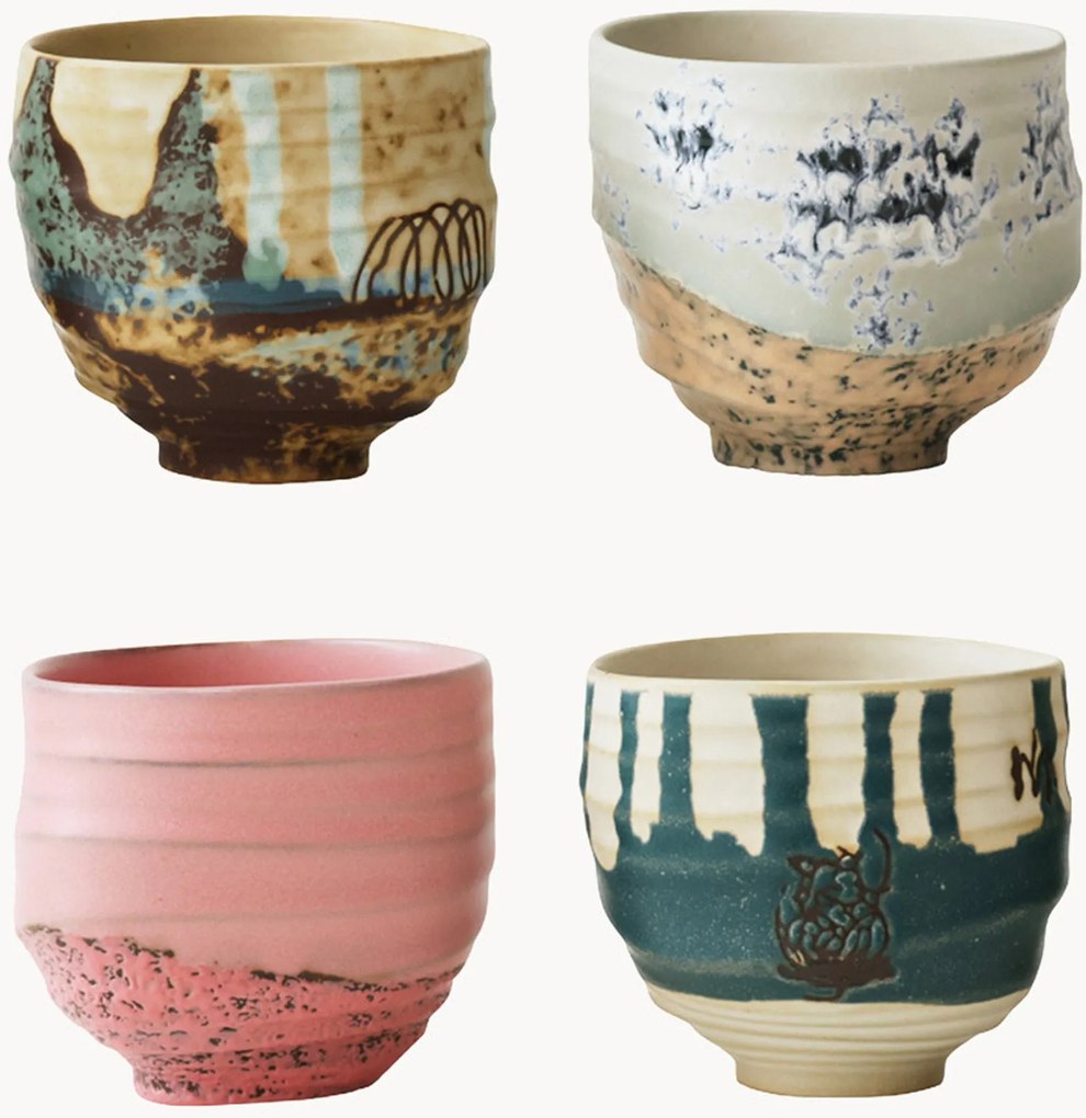 Handbeschilderde mokken Artist Ceramics, 4-delig