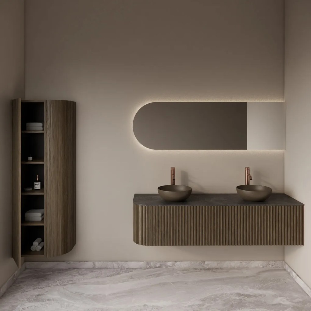 Gliss Design Alluro kolomkast 160cm met ronding rechts ash grey