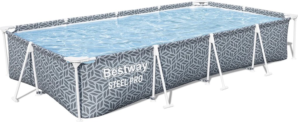 Bestway Steel Pro opbouwzwembad - rechthoekig - L366 x B201 x H66 cm - bladmotief