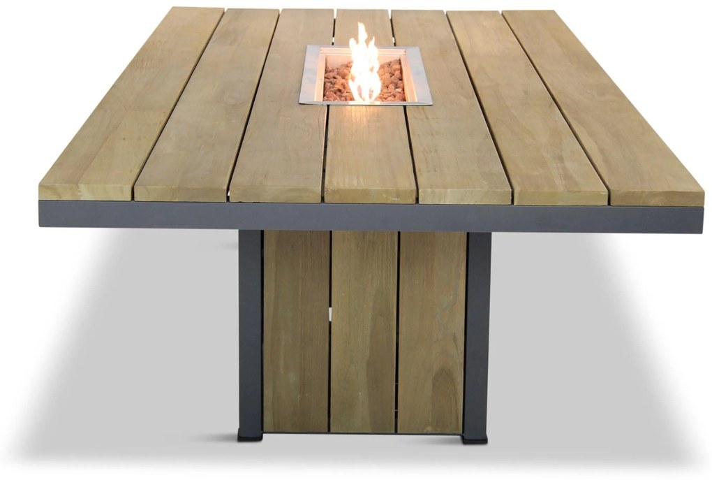 Lifestyle Garden Furniture Seaside Teak Dining Vuurtafel X Aluminium/teak Grijs