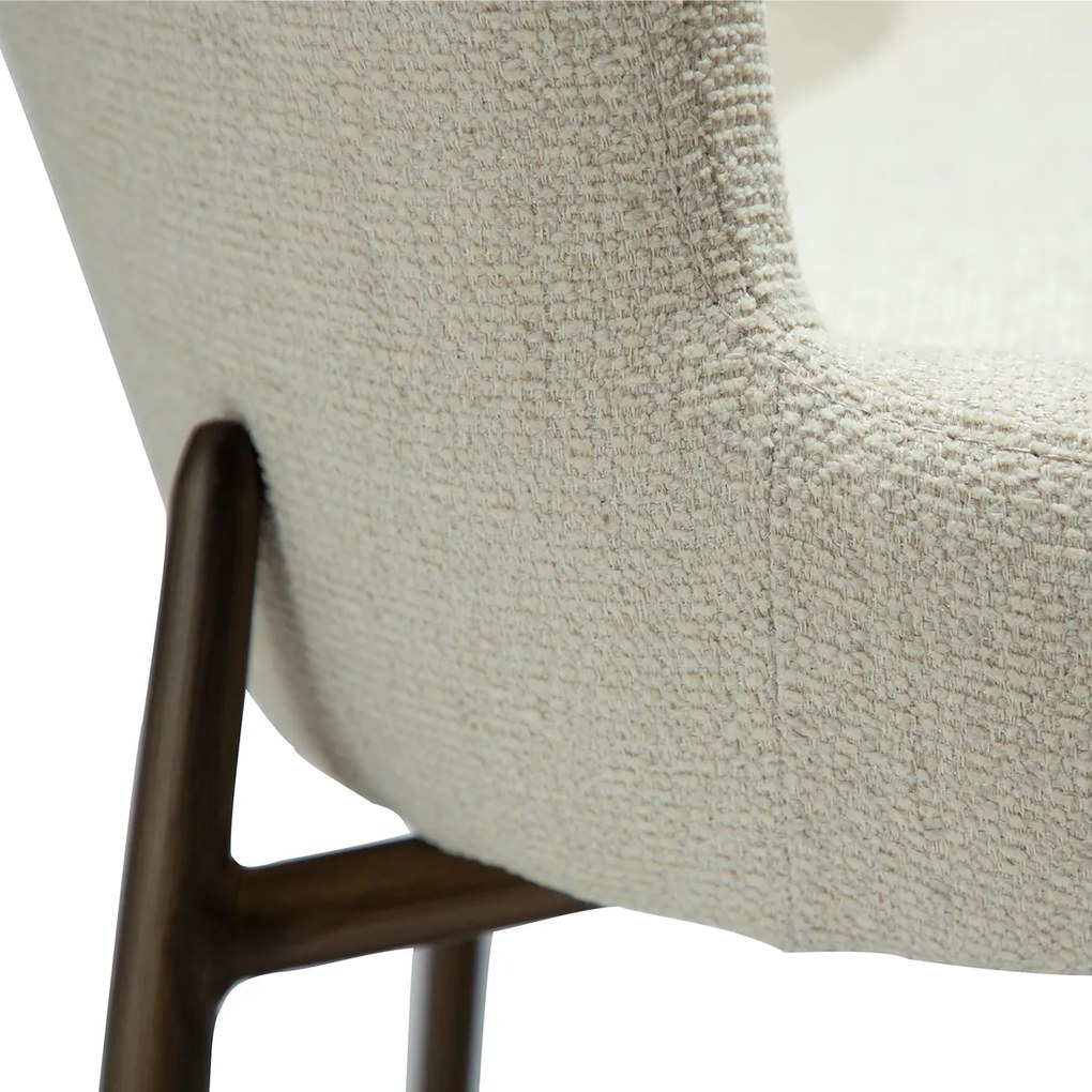 Dan-Form Glam Luxe Eetkamerstoel Boucle Wit En Antique Brass