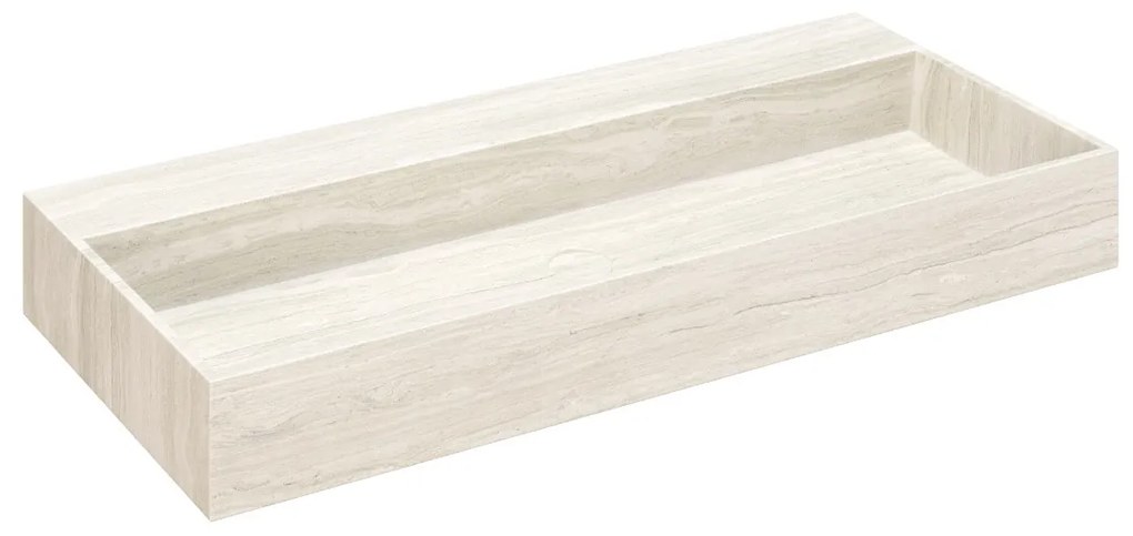 Muebles Murcia badmeubel ribbelfront 100cm walnoot met White Travertin wastafel zonder kraangat