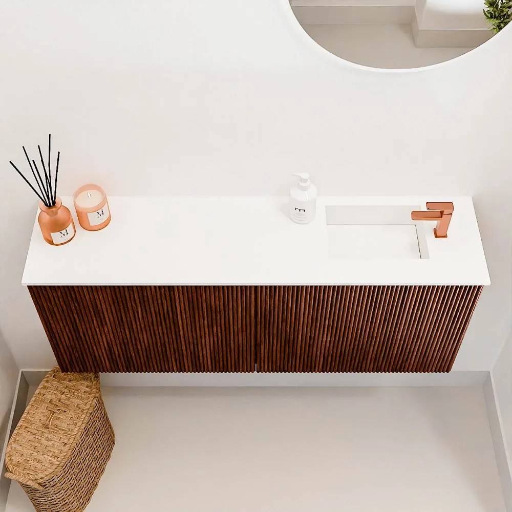 Mondiaz Joya 100cm toiletmeubel ruby met wastafel faye rechts 1 kraangat talc