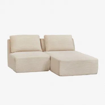 Vacuumverpakte 2-delige Modulaire Rechter Chaise Longue Bank In Fluweel Temple Linnen Fluweel Linnenbeige - Sklum