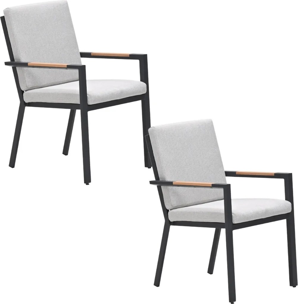 Garden Impressions Kasper tuinstoel stapelbaar donker grijs - 2 stuks