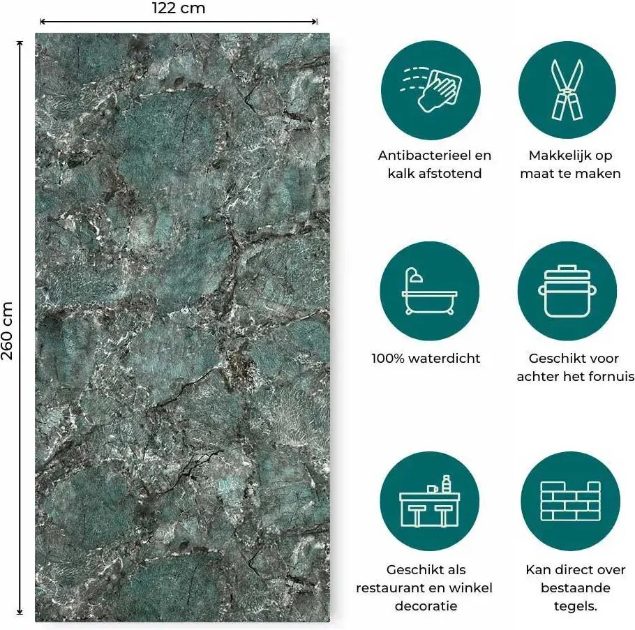 PVC Marmer Wandpaneel Verde Smeraldo Glans 260x120x0,3cm
