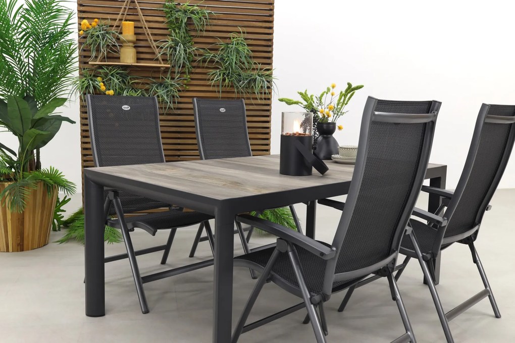 Hartman Salvatore/Kings 4-persoons verstelbare tuinset 180x100 cm. - Antraciet
