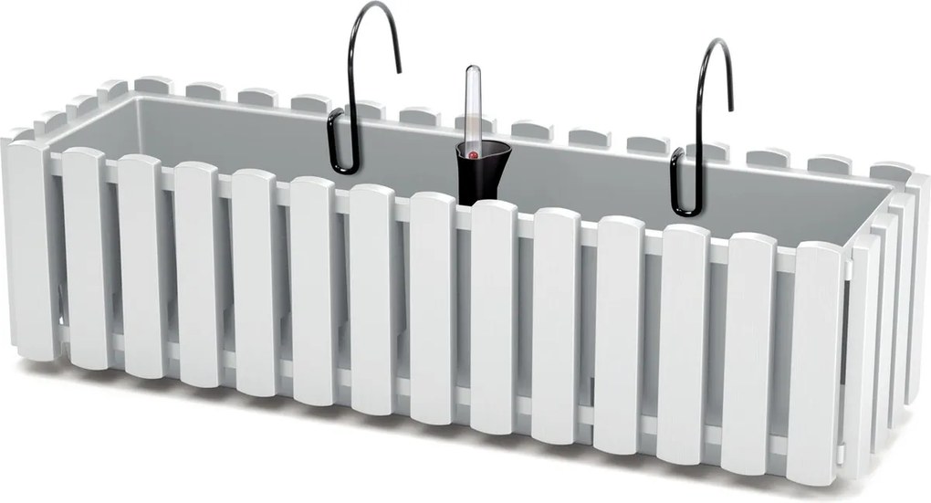 Prosperplast Boardee Fencycase Balkonbak - Wit - 58 cm - Houtlook