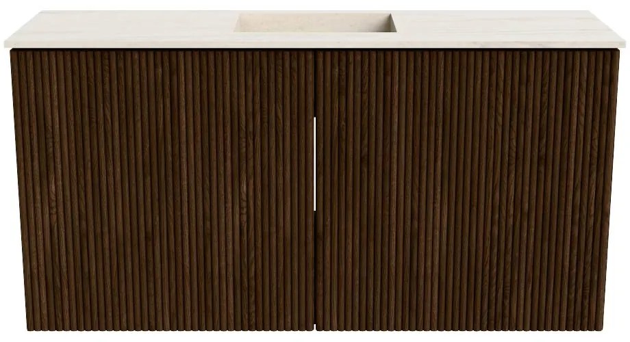 Mondiaz Joya DLux 80cm toiletmeubel walnut met wastafel faye midden 1 kraangat meli