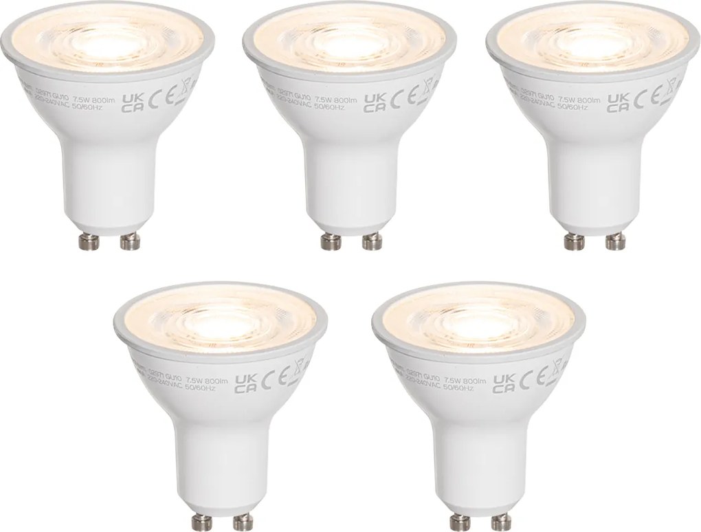 Set van 5 GU10 50mm LED lampen helder 7.5W 800 lm 3000K
