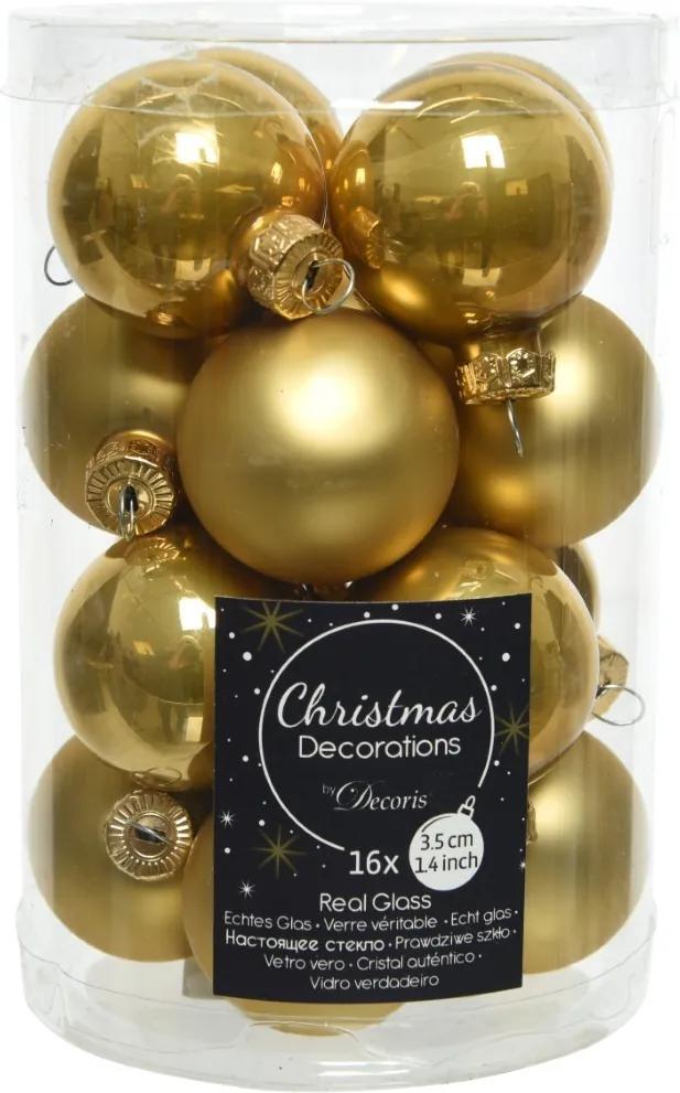 Kerstballen glas emaille-mat dia 3,5 cm mosterd