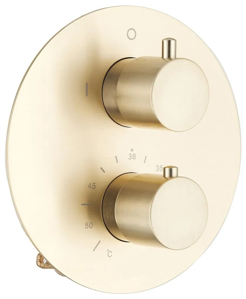 Saniclear Evolution inbouw regendouche rond met glijstang en 2 standen handdouche geborsteld messing - mat goud