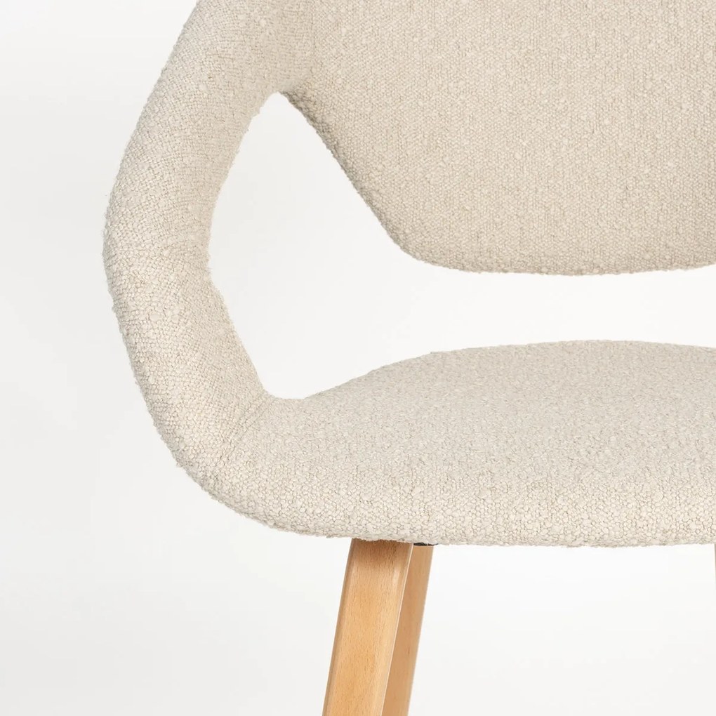 Zuiver Flexback Design Eetkamerstoel Hout Beige Boucle