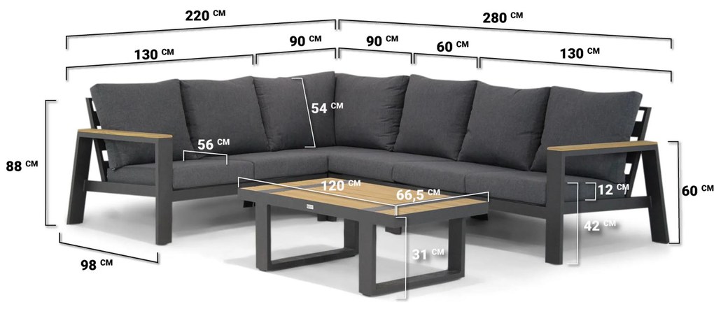 Hoek loungeset 6 personen Aluminium Grijs Lifestyle Garden Furniture Marietta