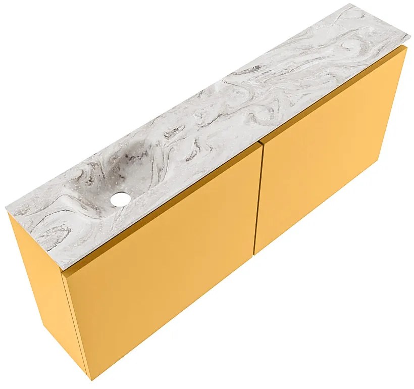 Mondiaz Ture DLux toiletmeubel 120cm ocher met wastafel glace links met kraangat