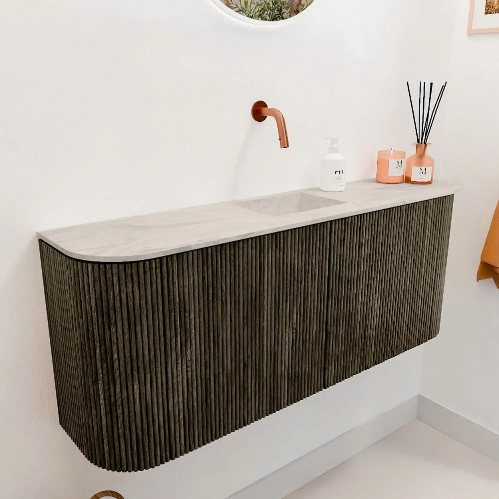 Mondiaz Joya DLux 105cm toiletmeubel ronding links/rechts shadow met wastafel faye midden zonder kraangat ostra