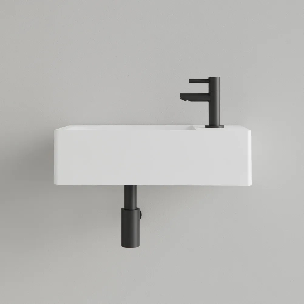 Sanigoods Luko fontein 40x22cm rechts met kraangat mat wit