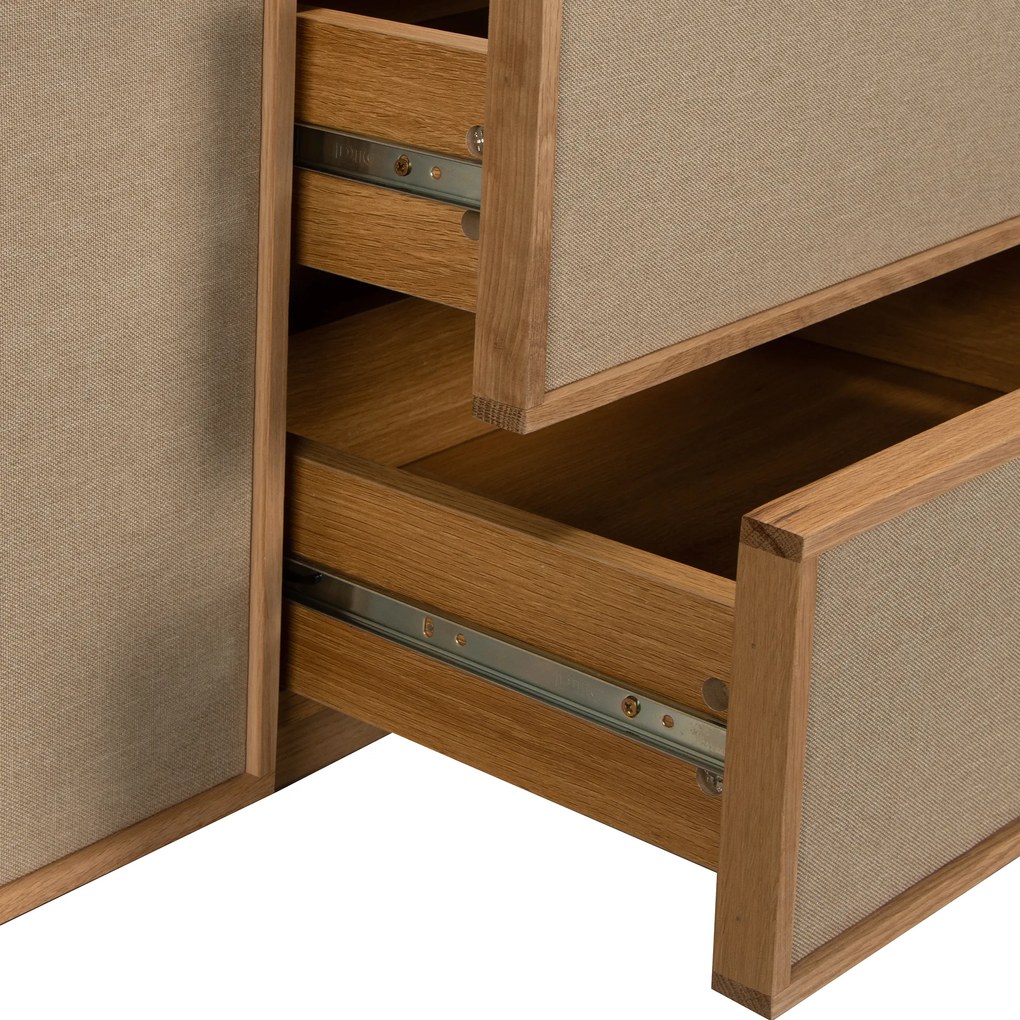 Tv-meubel Eiken Met Stoffen Deuren 150 Cm - 150x40x40cm.