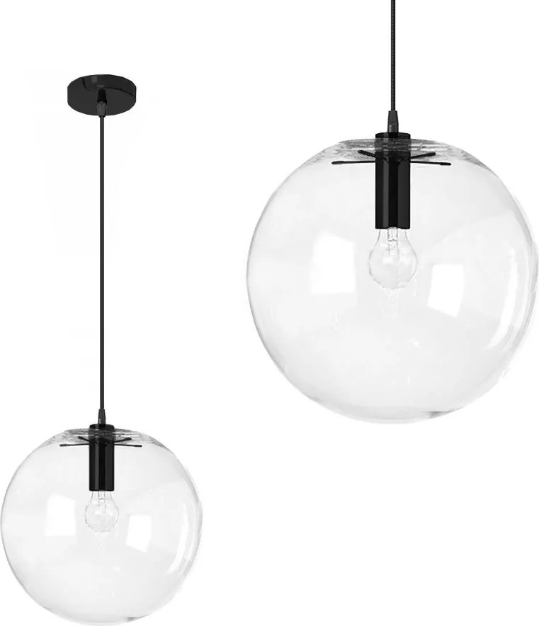 Hangende glazen plafondlamp Lassi Zwart 20 cm APP306-1CP