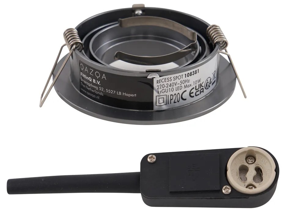 Set van 6 Moderne inbouwspot gunmetal GU10 50mm rond kantelbaar - Rondoo