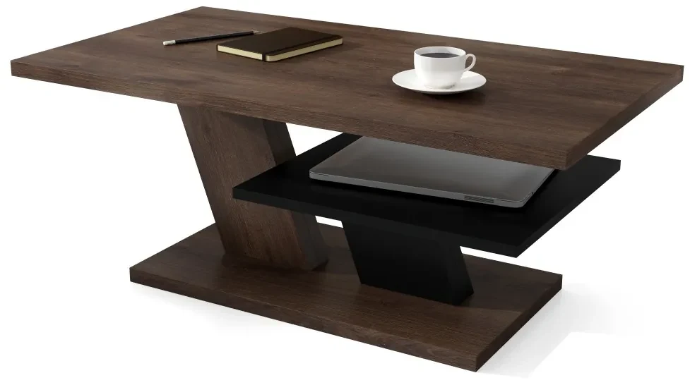 CLIFF bruin eiken / zwart, salontafel