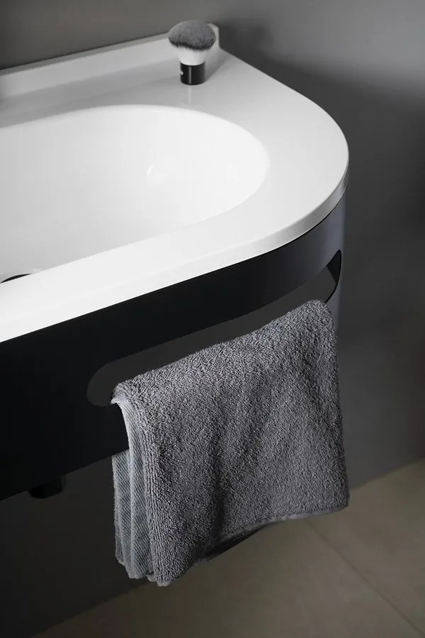 Sapho Pulse wastafel console mat zwart links 74.5x44.5cm