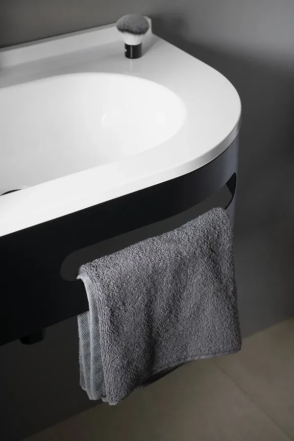 Sapho Pulse wastafel console mat zwart links 74.5x44.5cm