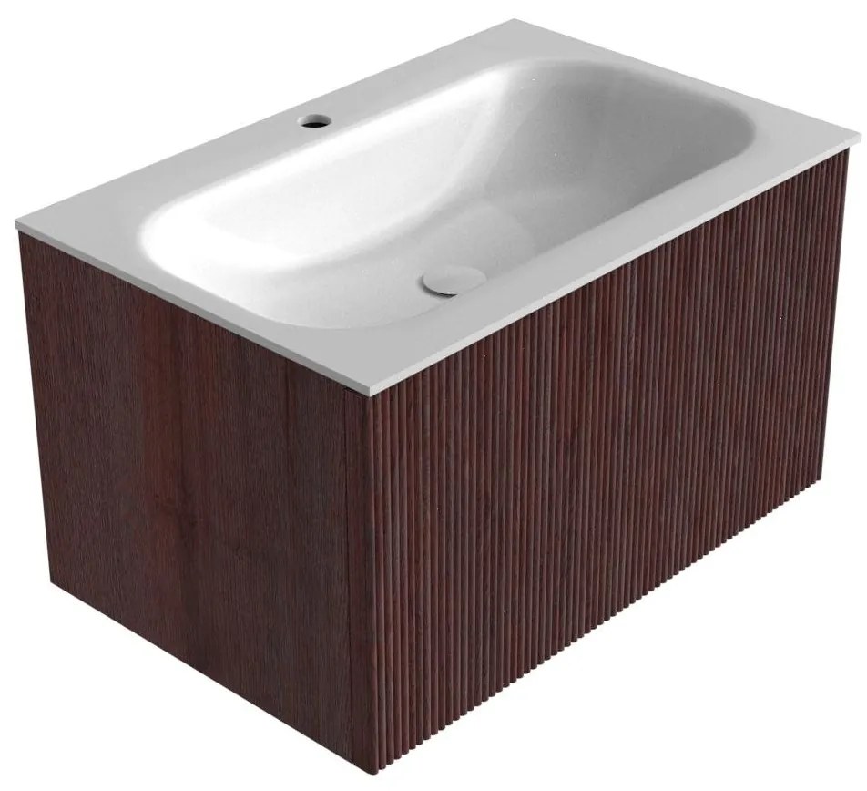 Mondiaz Kurve 70cm badmeubel ruby met 1 lade en wastafel big small midden 1 kraangat