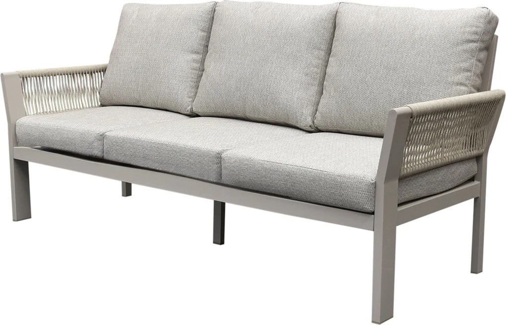 Saigon 3-zitsbank aluminium latte soft grey kussens