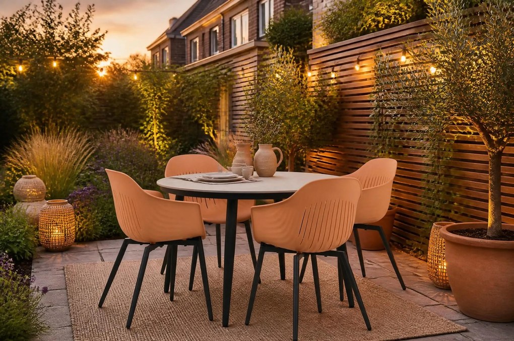 Tuinset 4 personen 120 cm Kunststof Oranje Lifestyle Garden Furniture Lissabon/Vienna