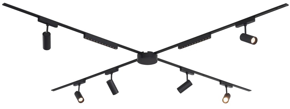 Railsysteem met 6 spots en 2 plafondlampen zwart 1-fase - Magnetic Gert Puntua