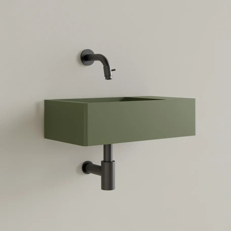 Sanigoods Luko fontein 40x22cm rechts zonder kraangat olijfgroen