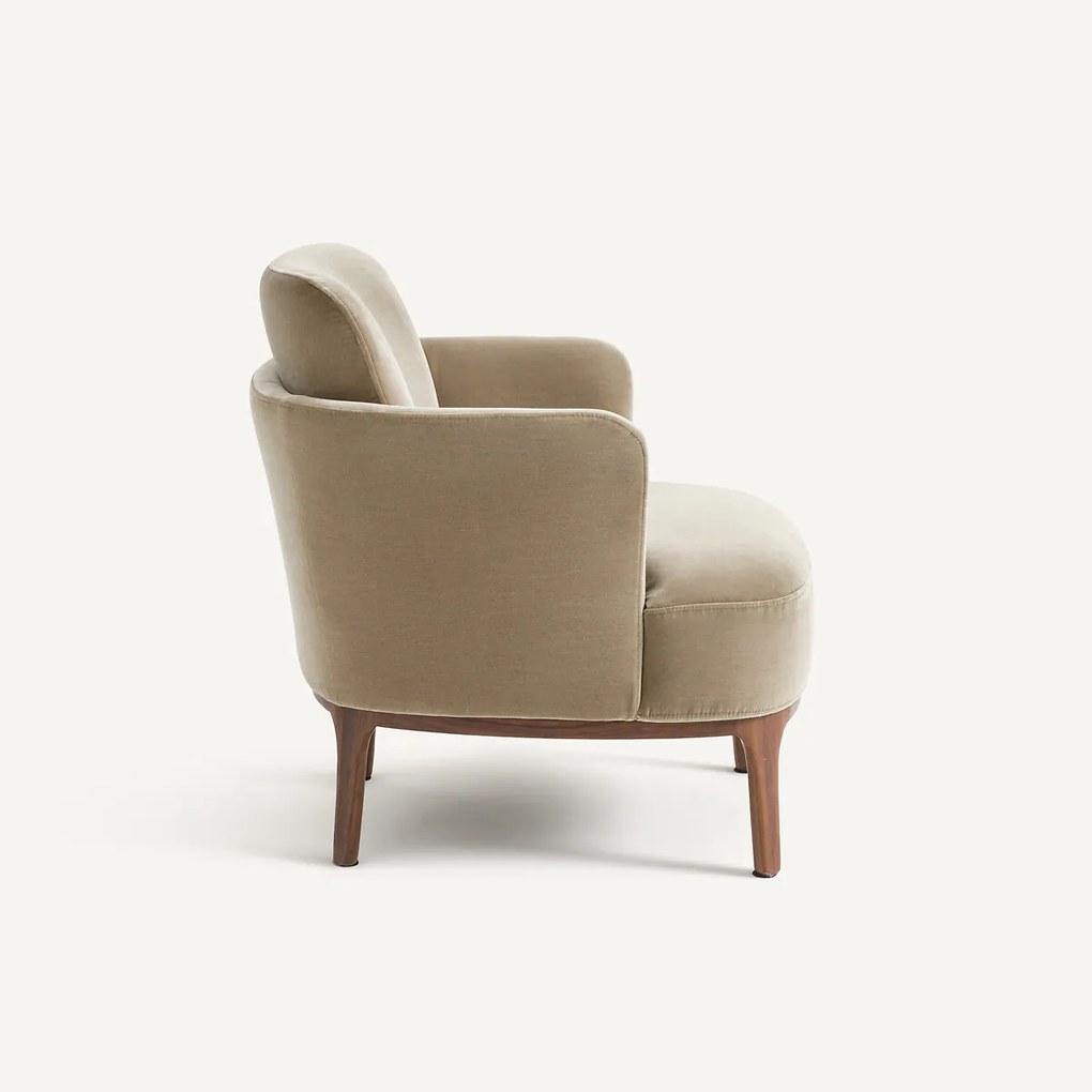 Fauteuil in massief notenhout en fluweel, Jabote