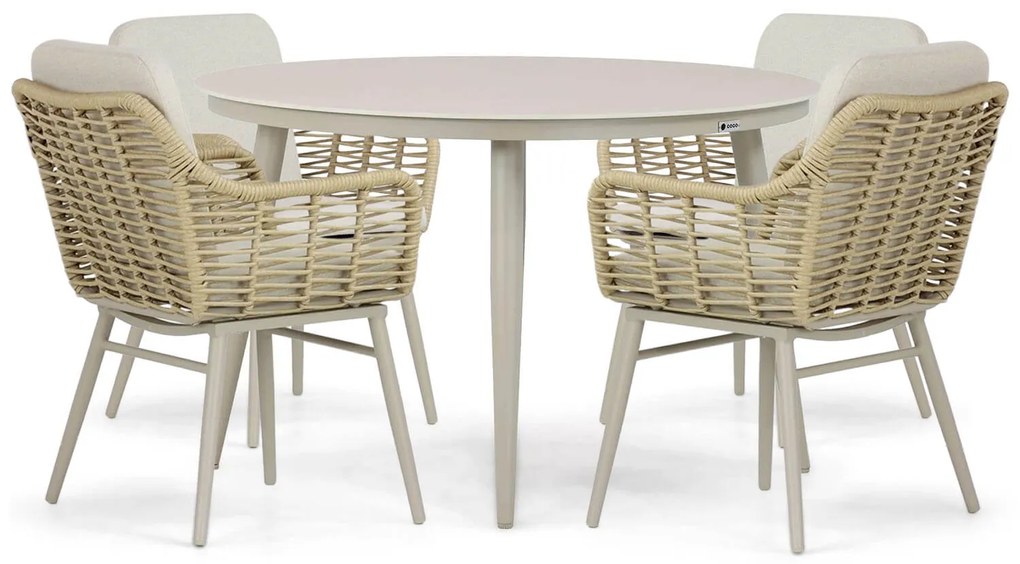 Tuinset Ronde Tuintafel 4 personen 120 cm Aluminium/rope Taupe  Coco Antoni/Vienna