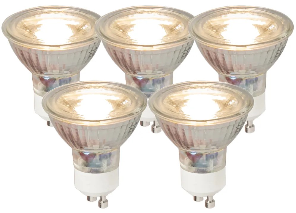 Set van 5 GU10 LED lamp COB 5W 450LM 3000K