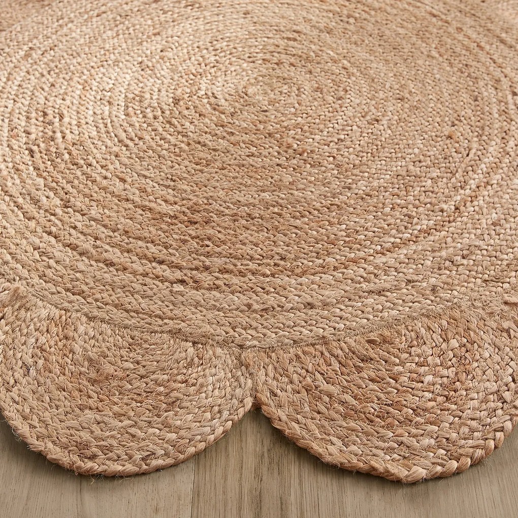 Rond vloerkleedØ120cm in jute, handgevlochten, Hempy
