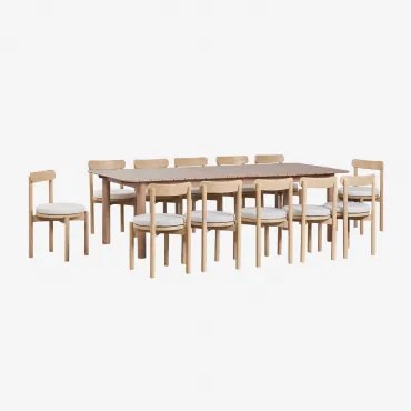 Uitschuifbare Rechthoekige Eettafel 250-310x105 Cm Duala En 12 Tuinstoelen Van Acaciahout Nualis Lichte Acaciekleur - Sklum