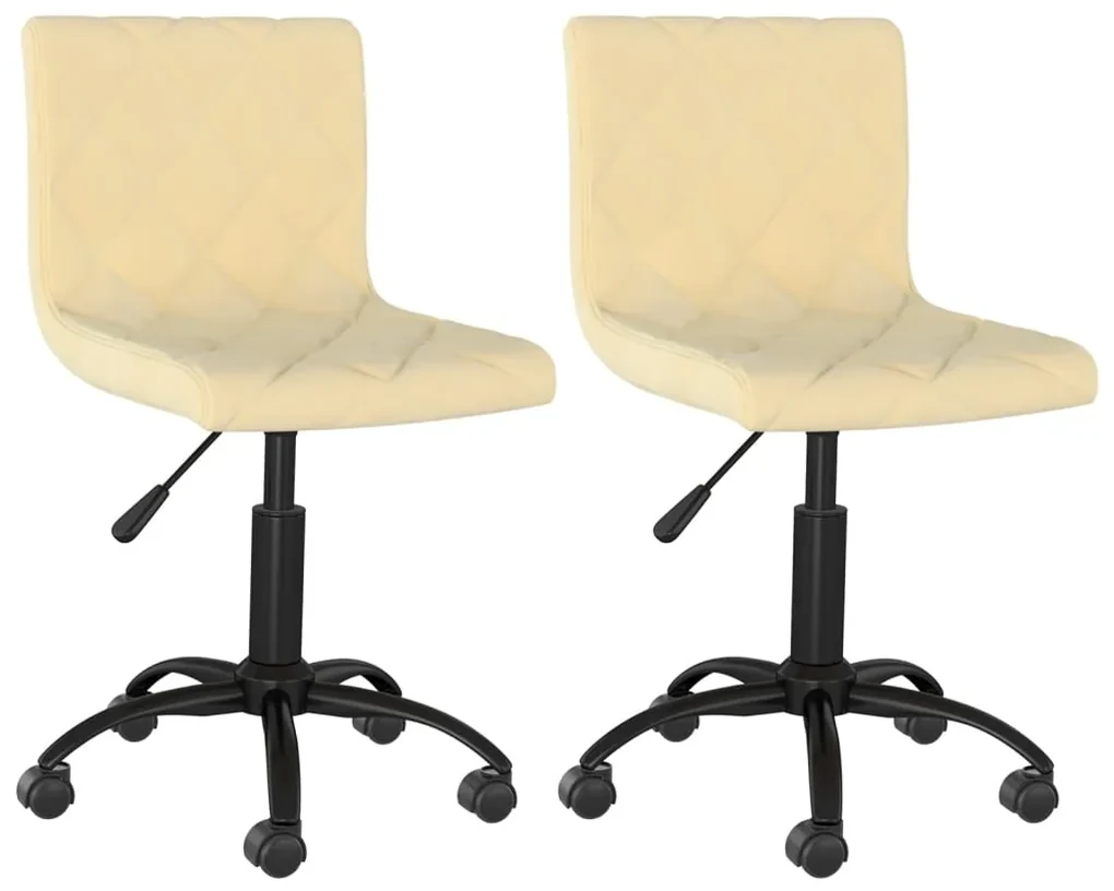 vidaXL Eetkamerstoelen draaibaar 2 st fluweel crèmekleurig