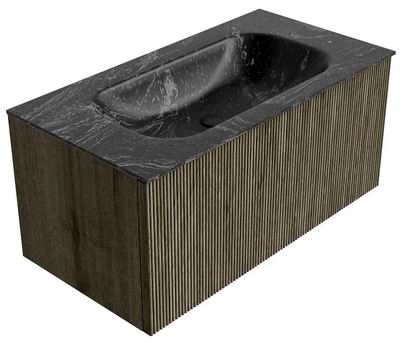 Mondiaz Kurve-dlux 90cm badmeubel shadow met 1 lade en wastafel big small midden zonder kraangat lava