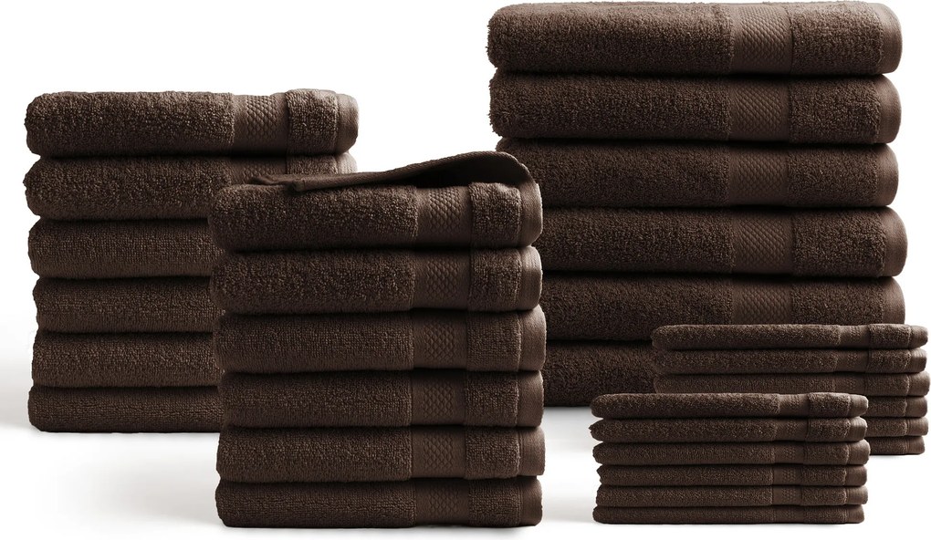 Handdoeken 30 delig set – Hotel Collectie - chocoladebruin